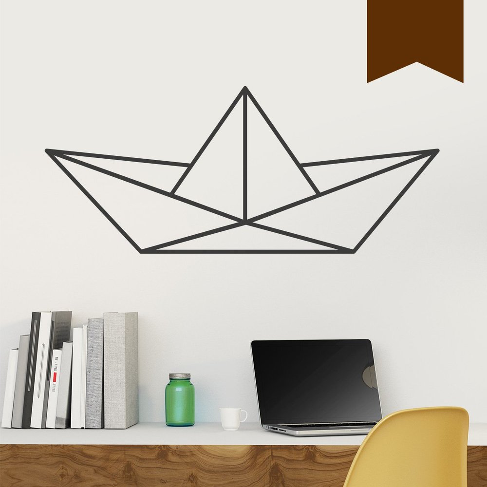 WANDKINGS Wall Decal - Origami-Style Paper Boat - 130 x 55 cm - Brown - Choose from 5 Sizes and 35 Colors