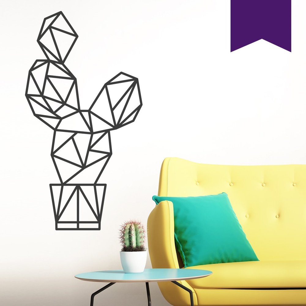 WANDKINGS Wall Decal – Origami-Style Cactus – 48 x 90 cm – Violet