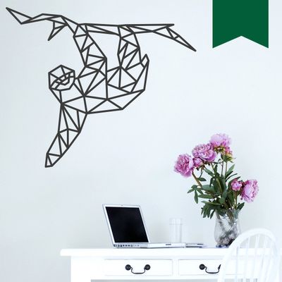 WANDKINGS Wall Decal - Origami-Style Sloth - 130 x 109 cm - Dark Green