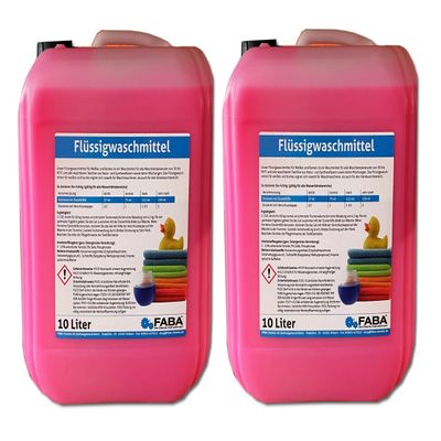 FABA Universal Color Concentrated Liquid Laundry Detergent, 2 x 10 L