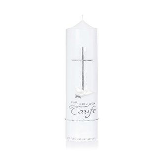 Baptism Candle for Girls (No. 5), Hand-Decorated by Wiedemann, Without Name Decoration