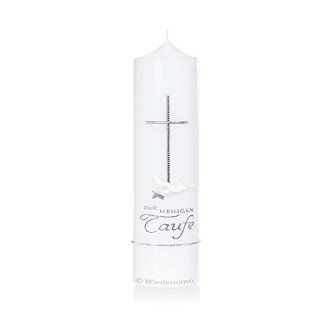 Baptism Candle for Girls (No. 5), Hand-Decorated by Wiedemann, Without Name Decoration