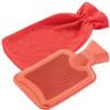 PEARL Hot Water Bottle, Size M, Red, 1 Liter, with Soft Fleece Cover view 1