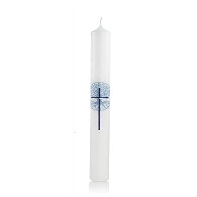 Communion Candle Tree of Life for Boys with Name Decoration in High-Quality Wax Letters, 400 x 40 mm, No. 29