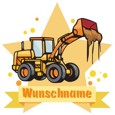Samunshi Wheel Loader Personalized Name Door Sign Wall Decal for Children's Room, 70 x 61 cm, Multicolor