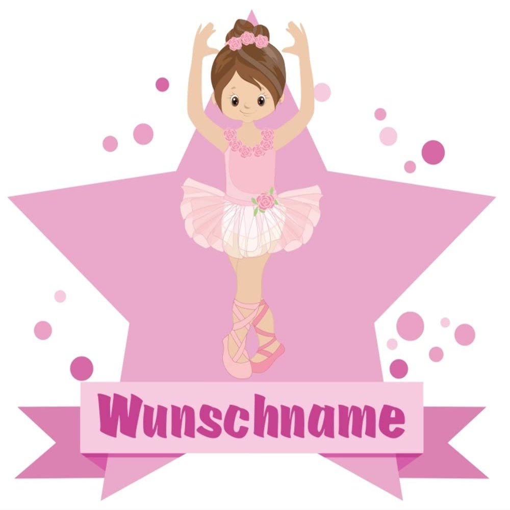 Samunshi Se Ballerina Personalized Wall Sticker Door Sign with Name, 90 x 78 cm