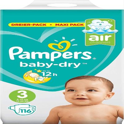 Pampers Baby-Dry Diapers, Size 3 (6–10 kg), 3-Pack (1 x 116 Count), Old Version