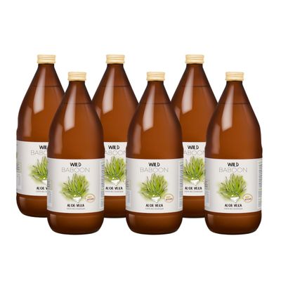 Aloe Vera Juice, 100% Organic Direct Juice, Guaranteed Aloverose: 1,200 mg/L, 6 x 1 L, Sustainably Grown by a Family Farm, Amber Glass, Vegan, DE-KO-005