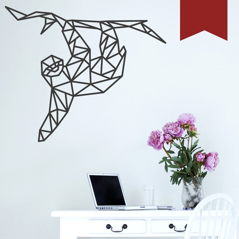 WANDKINGS Wall Decal – Origami-Style Sloth – 110 x 93 cm – Dark Red – Choose from 5 Sizes & 35 Colors