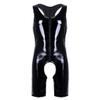 TiaoBug Men's Wetlook Open-Crotch Slim-Fit Bodysuit view 1