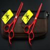 FOMALHAUT 5.5-Inch Red Barber Cutting Scissors Set for Hairdressers, Razor Cutting Scissors & Thinning Scissors view 4