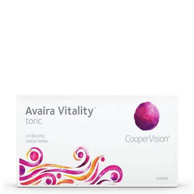 CooperVision Avaira Vitality toric Soft Monthly Contact Lenses, 3 Lenses / BC 8.5 mm / DIA 14.5 mm / CYL -1.25 / Axis 90 / +4.25 Diopters