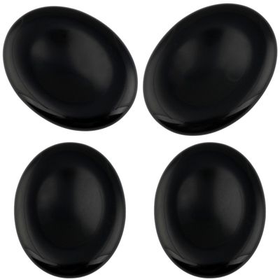 mookaitedecor Black Obsidian Thumb Worry Stones, 4-Piece Set