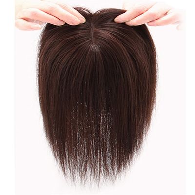 Clip-In Remy Human Hair Topper for Women with Thinning Hair, 7.6 x 10.2 cm, Hand-Tied Mono Crown, 25.4 cm, Dark Brown
