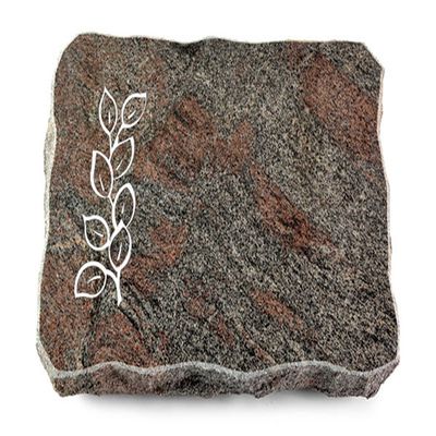 MEMORUM Pure Grave Plaque, 40 x 30 x 5 cm, Paradiso Granite, Polished, with Engraving and Leaf Ornament