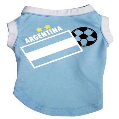 Petitebelle Dog Shirt Argentina National Flag Football Blue Cotton