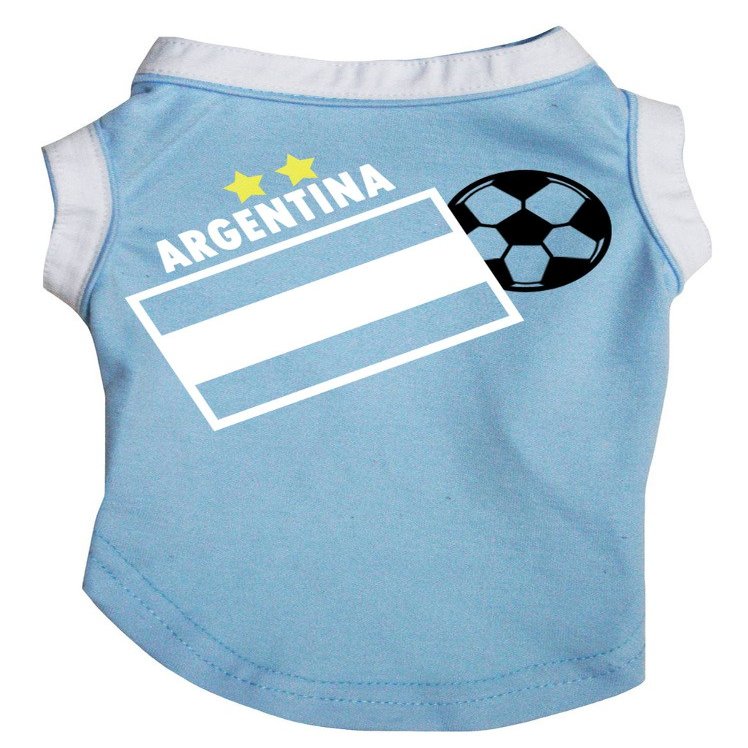 Petitebelle Dog Shirt Argentina National Flag Football Blue Cotton
