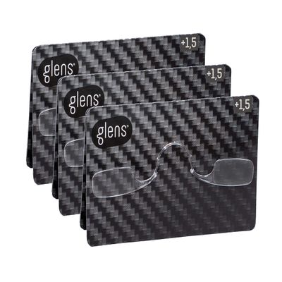 glens Unisex Reading Glasses 3-Pack, Non-Slip, Carbon, +2.0