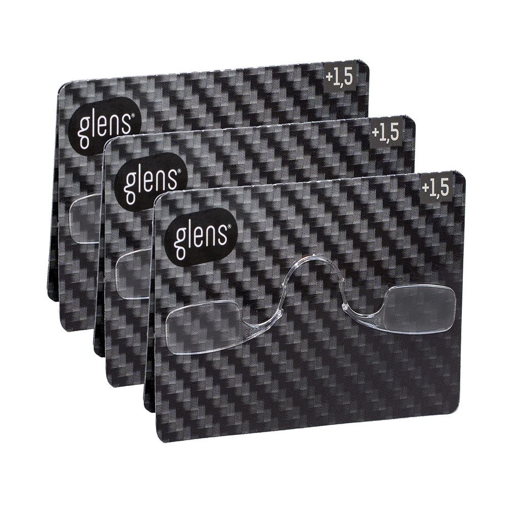 glens Unisex Reading Glasses 3-Pack, Non-Slip, Carbon, +2.0