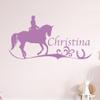 GRAZDesign Personalized Horse Rider Wall Decal with Name, Girls' Room Décor – 86 x 50 cm / 090 Silver Gray view 1
