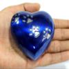 Esplanade Mini Brass Heart-Shaped Keepsake Memorial Urn Jar with Paw Engraving, Red - 2.75 Inches (Blue) view 4