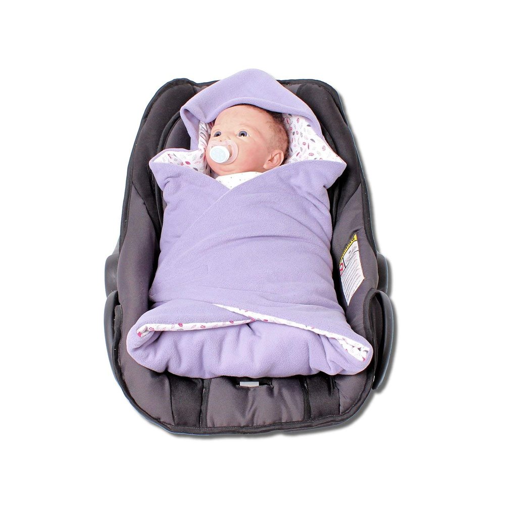 HOBEA-Germany Summer Footmuff Blanket for Infant Car Seats, Lilac with Leaves