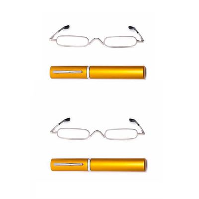 KAIBSEN 2-Pack Slim Metal-Frame Reading Glasses with Portable Hard Case