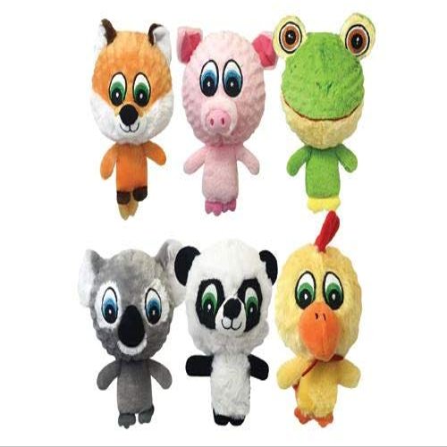 Multipet Knobby Noggins Plush Dog Toys, 4 in, 6-Pack