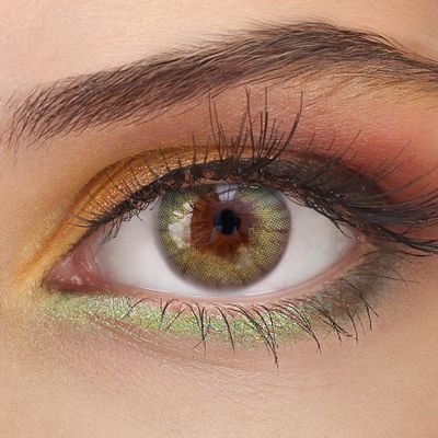 GLAMLENS Highly Opaque, Natural Green Silicone Comfort Contact Lenses Rose Green + Case - 1 Pair (2 Lenses) - DIA 14.00 - Prescription -3.50 Diopters