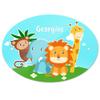 Eurofoto Door Sign with the Name Georgios and Monkey, Elephant, Lion & Giraffe Motif for Boys view 1