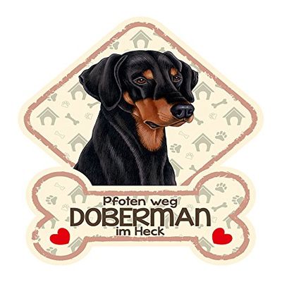 SAB Dog Sign with Suction Cups for Car Window DOBERMANN 20