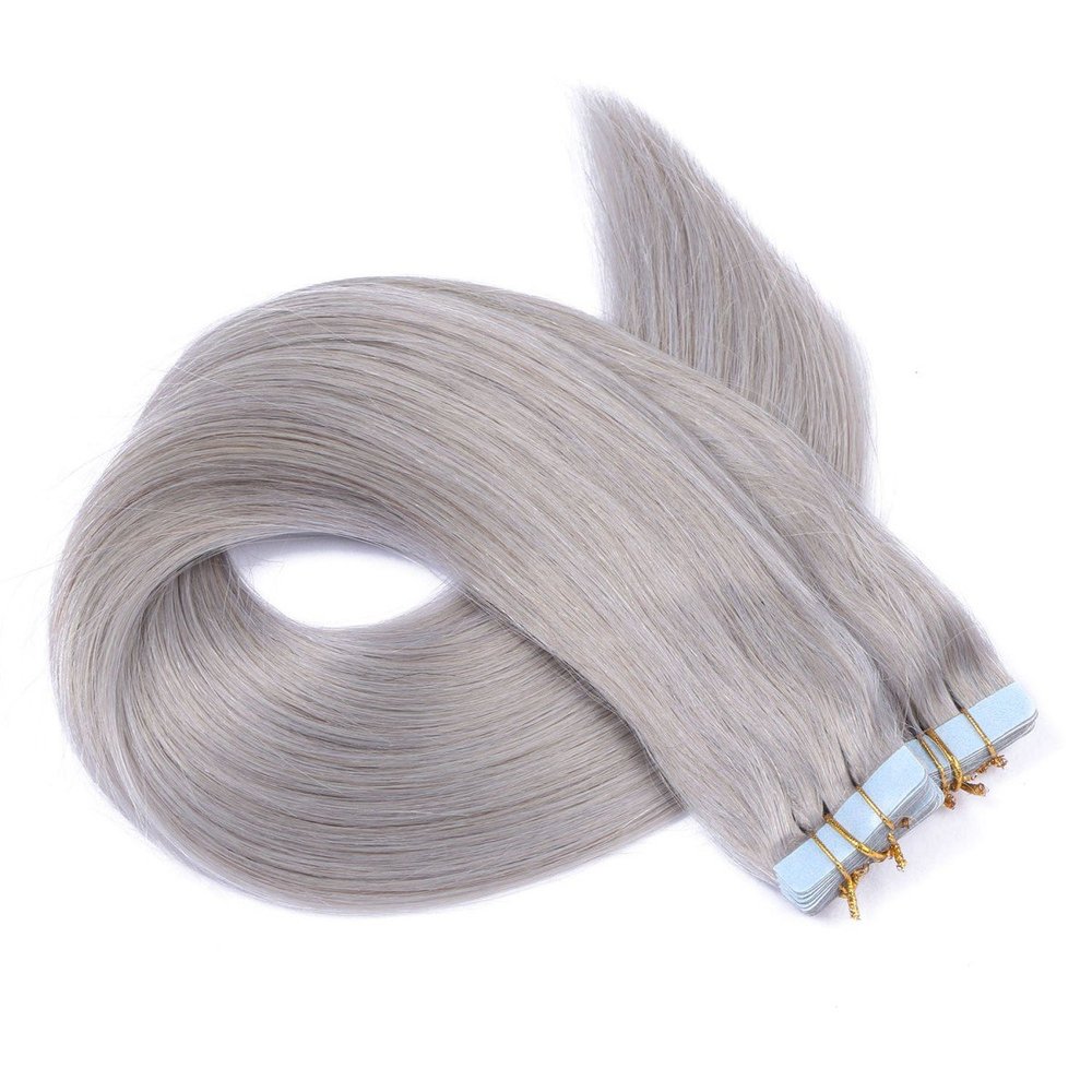 Tape-In Hair Extensions #SILVER, 70 cm, 40 Wefts, 100% Remy Human Hair