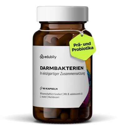 edubily Gut Bacteria Capsules with L. plantarum, L. reuteri, S. thermophilus, B. lactis, B. longum, B. infantis & B. adolescentis - Inulin-Free (90 Capsules)