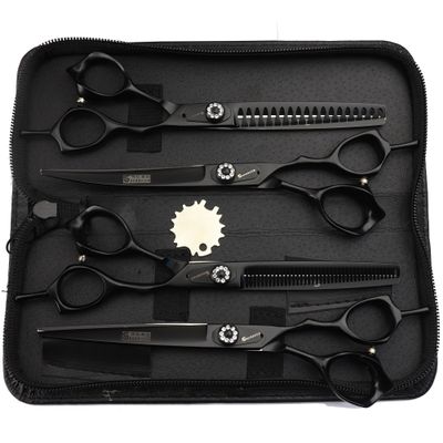 7-Inch Pet Scissors Set for Shaping and Thinning, Japanese 440C Steel, Two Colors, Gemstone Screws