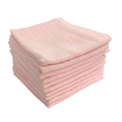 M.M.C. Muslin Cloths, 10-Pack, Solid Pink, 80 x 70 cm, 100% Cotton