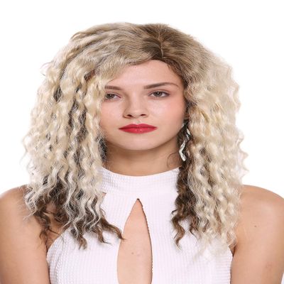 WIG ME UP 803AD-12/613YS12 Women's Wig – Side Part, Afro Curls, Brown/Platinum Blonde Ombre
