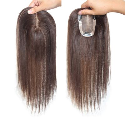 Human Hair Topper for Thinning Hair, 7.6 x 11.9 cm, Monofilament, Hand-Tied, Remy Hair, 25.4 cm, Light Brown