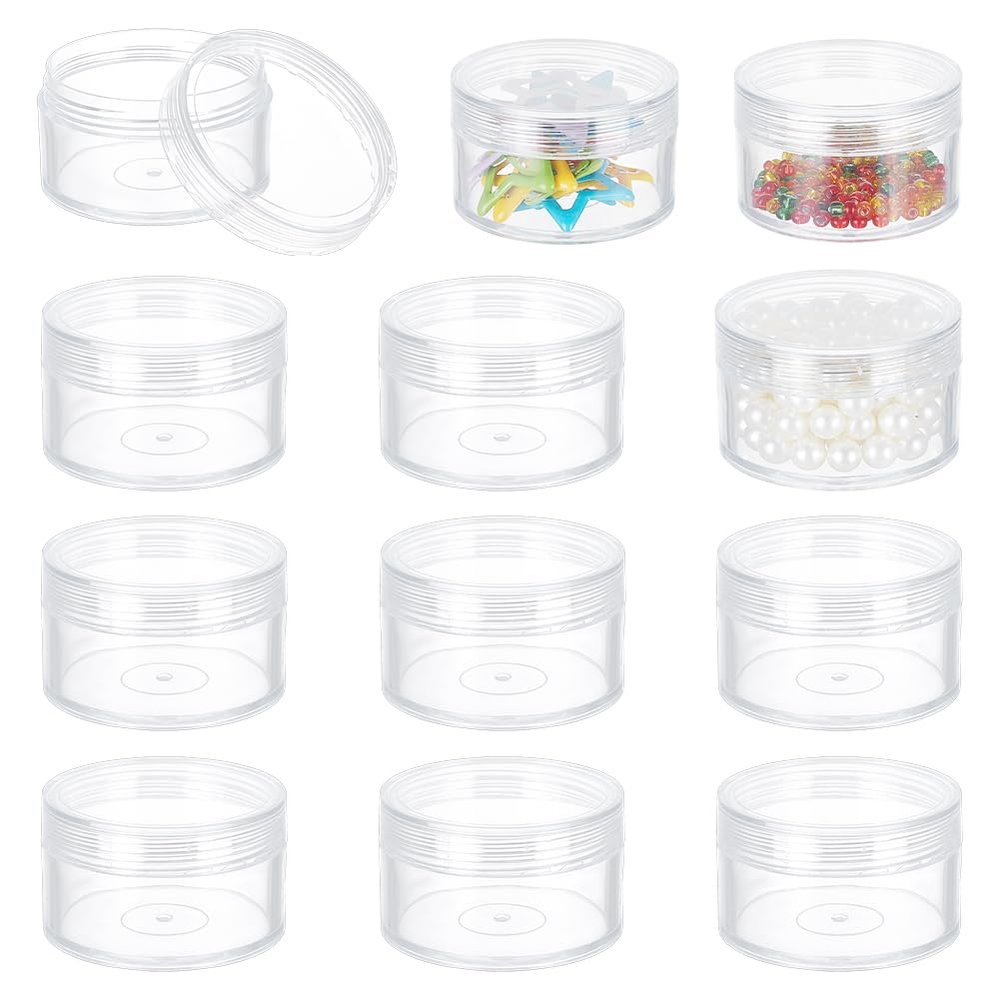 BENECREAT 12-Pack Transparent Bead Storage Containers, 5.6 x 3.4 cm
