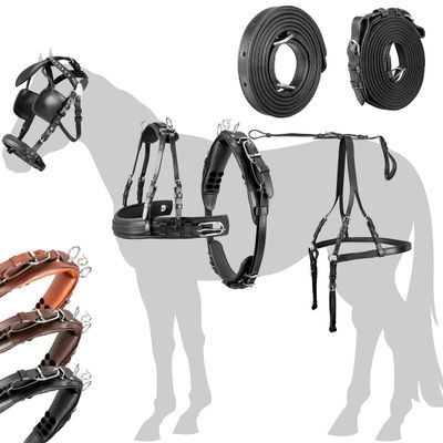 Esposita Anatomic Single-Horse Driving Harness, Anatomical Breastcollar, Black, Cob