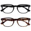 OPULIZE ORA Reading Glasses for Women and Men, Designer Style, Spring Hinges, Rectangular Frames, 2-Pack, Black and Brown Tortoiseshell, +1.00 view 1