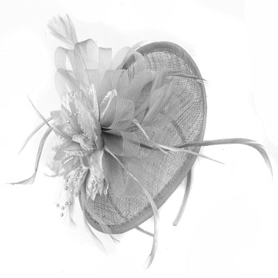 Caprilite Sinamay Fascinator with Disc Base, Silver Gray, One Size