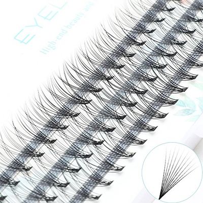 ICYCHEER Pro 0.10/0.07C Natural Long-Curl Individual Cluster Eyelash Extensions, 7–13 mm (0.10C, 10 mm)