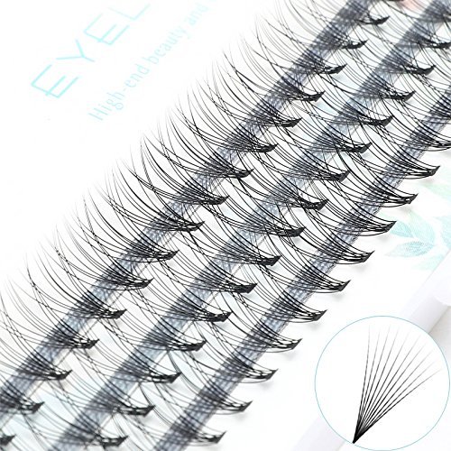 ICYCHEER Pro 0.10/0.07C Natural Long-Curl Individual Cluster Eyelash Extensions, 7–13 mm (0.10C, 10 mm)