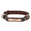 ITODA Soft Leather Dog Collar with Engraved Metal ID Tag, Brown, Size S view 1