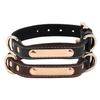 ITODA Soft Leather Dog Collar with Engraved Metal ID Tag, Brown, Size S view 2