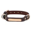 ITODA Soft Leather Dog Collar with Engraved Metal ID Tag, Brown, Size S view 3
