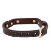 ITODA Soft Leather Dog Collar with Engraved Metal ID Tag, Brown, Size S view 4