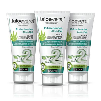 ZUCCARI 100% Pure Aloe Vera Gel, 3 x 150 ml - Moisturizing Cream