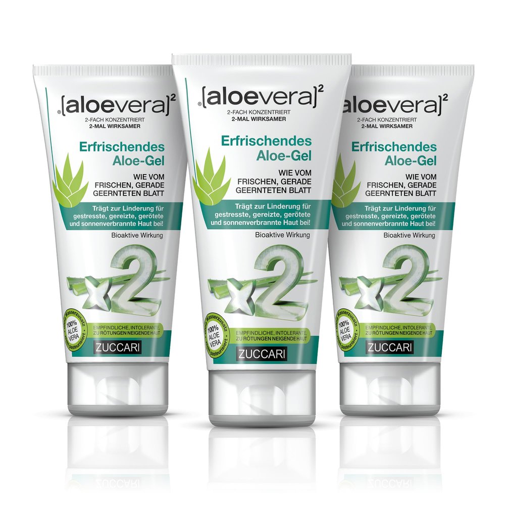 ZUCCARI 100% Pure Aloe Vera Gel, 3 x 150 ml - Moisturizing Cream