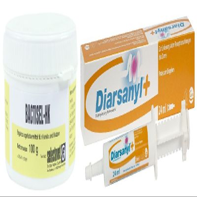 apotier24 Bactisel HK (100 g) + Diarsanyl (24 ml) – Original Diarrhea Pack for Dogs up to 18 kg and Cats